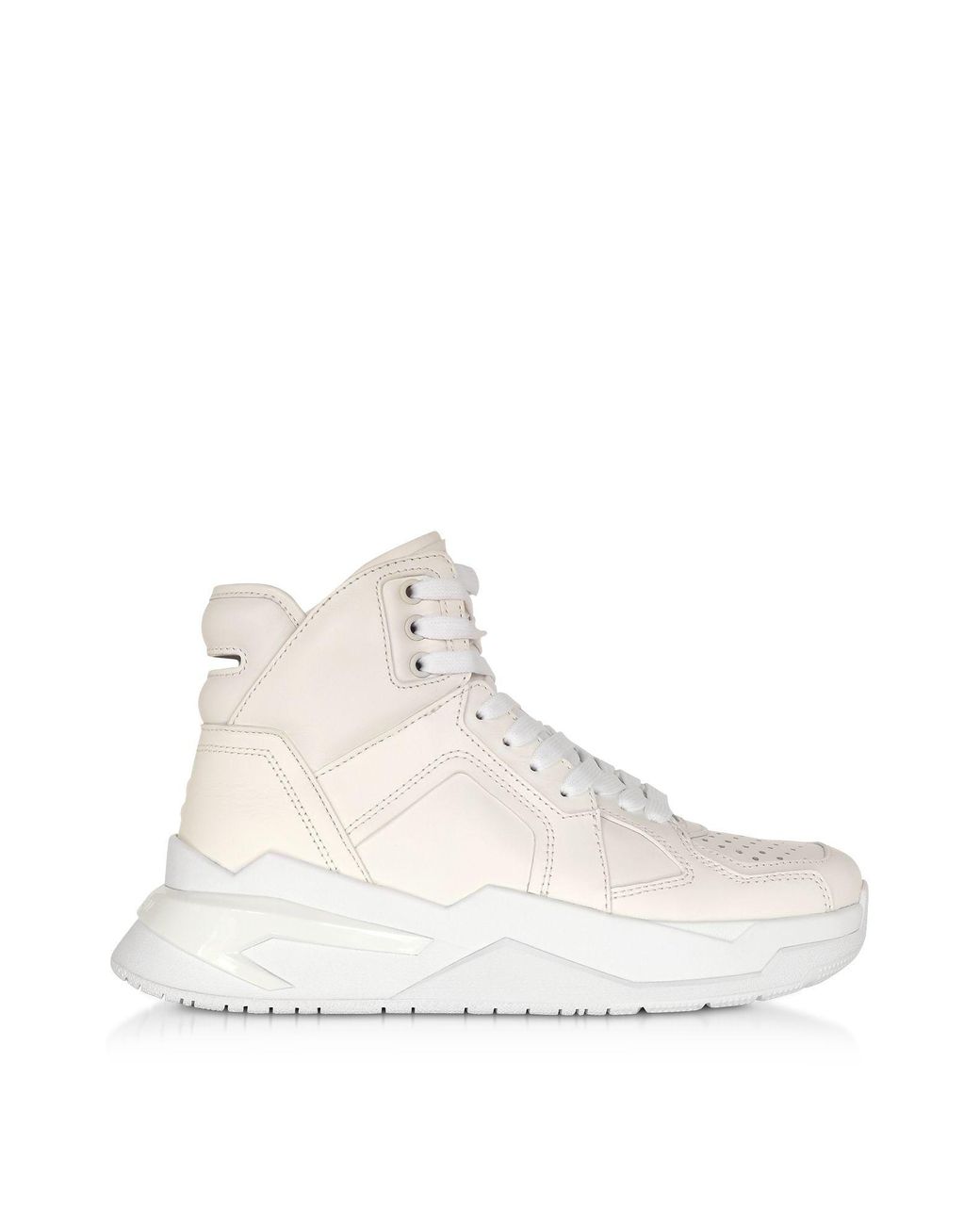Balmain White Leather Hi Top Sneakers - Lyst