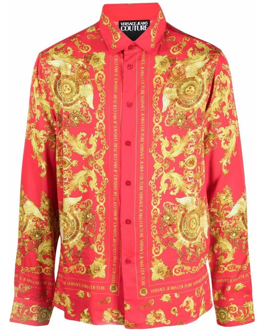 Versace Jeans Couture Denim Shirt in Red for Men - Lyst