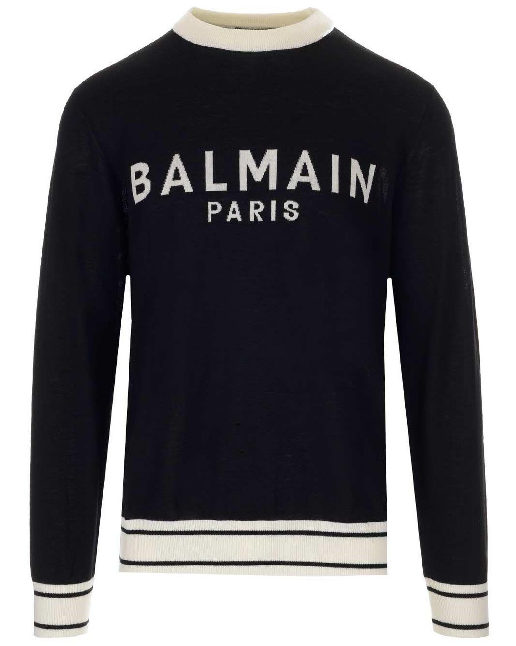 Balmain Wool Sweater in Black for Men - Lyst