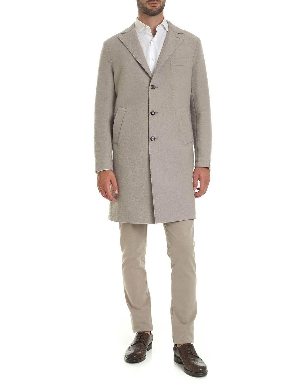 Eleventy Grey Wool Coat in Gray for Men - Lyst