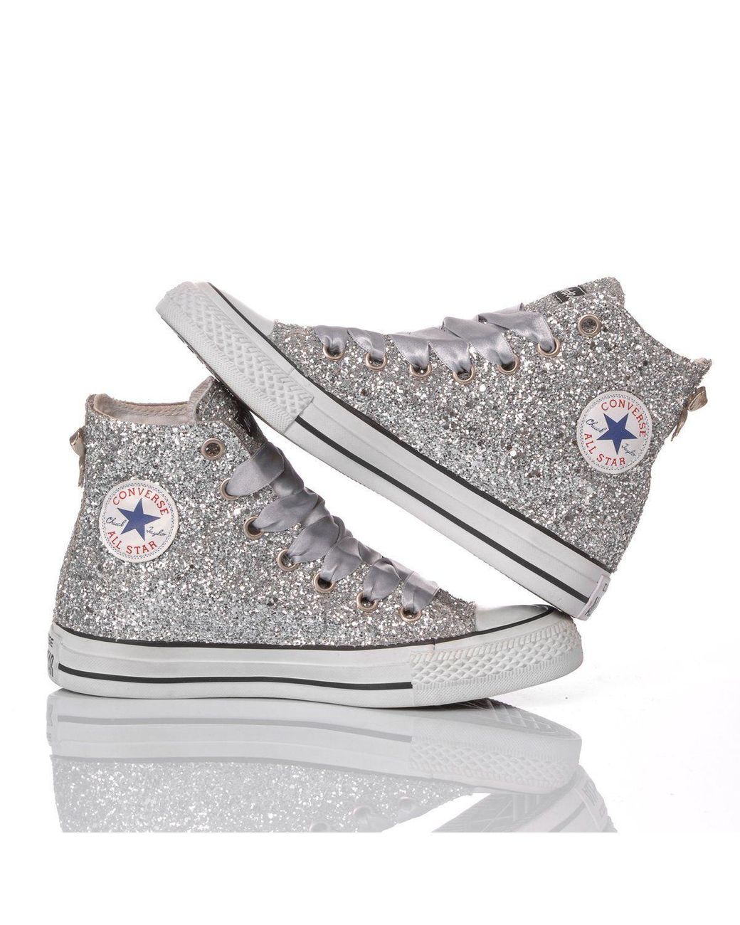 Converse Glitter Hi Top Sneakers in Silver (Metallic) - Save 30% | Lyst