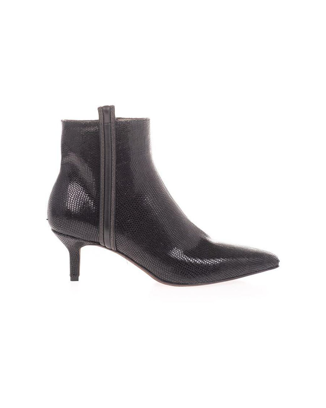 Brunello Cucinelli Leather Ankle Boots in Black - Lyst