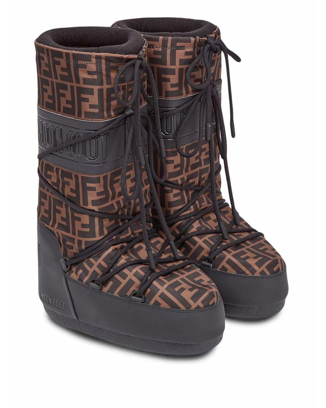 Fendi Monogram Moon Boots in Brown | Lyst