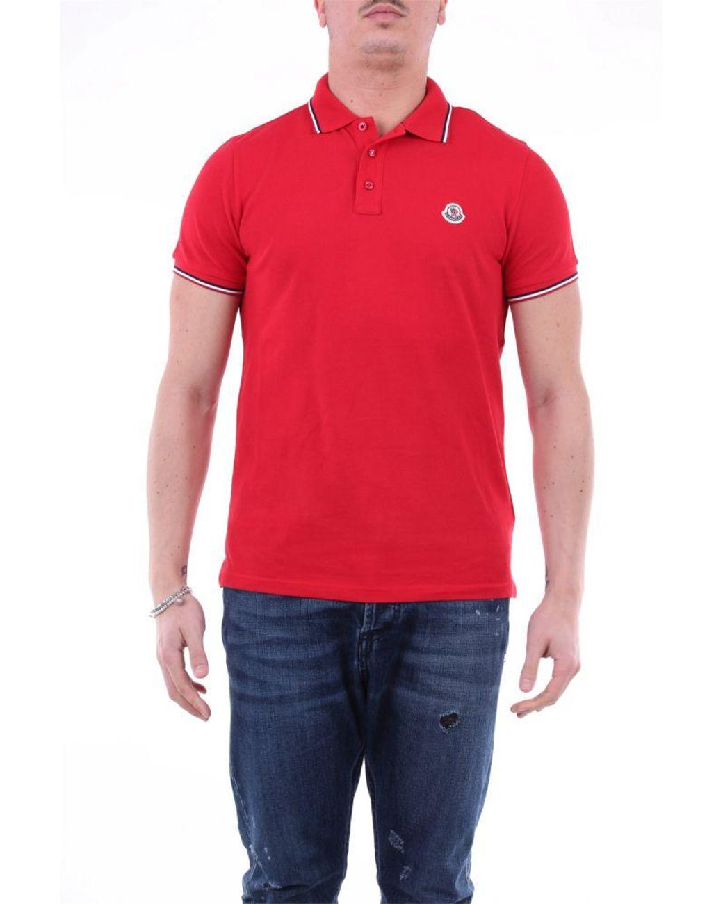 Moncler Cotton T-shirt in Red for Men - Lyst