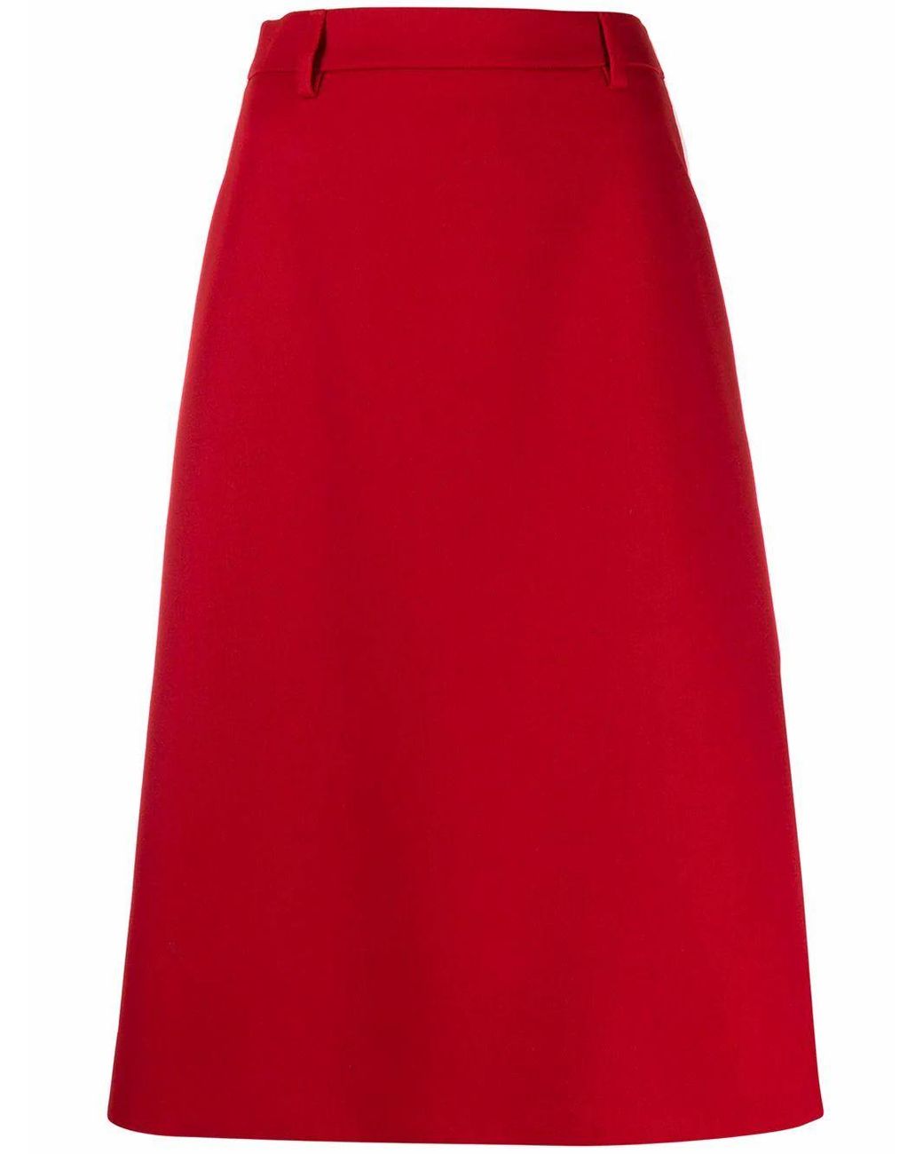 Prada Red Wool Skirt