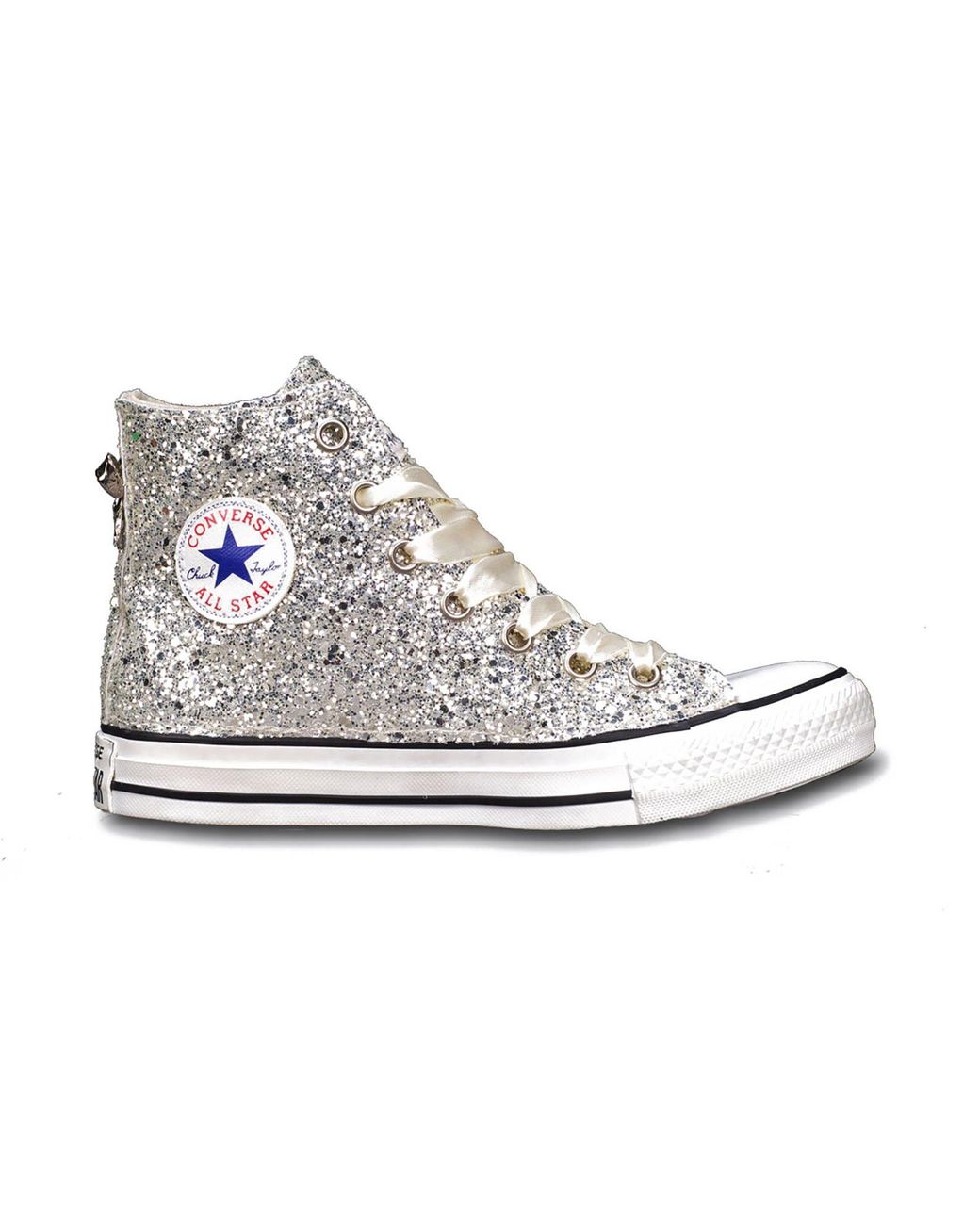 silver glitter ox converse