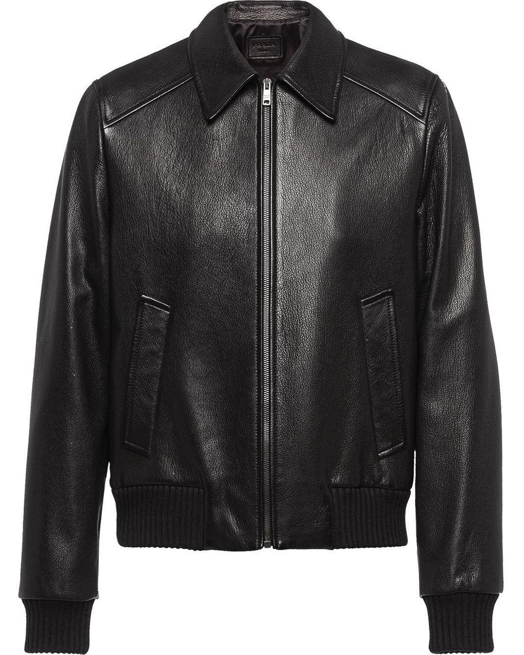 Prada Elasticated Leather Jacket in Black for Men - Save 33% - Lyst
