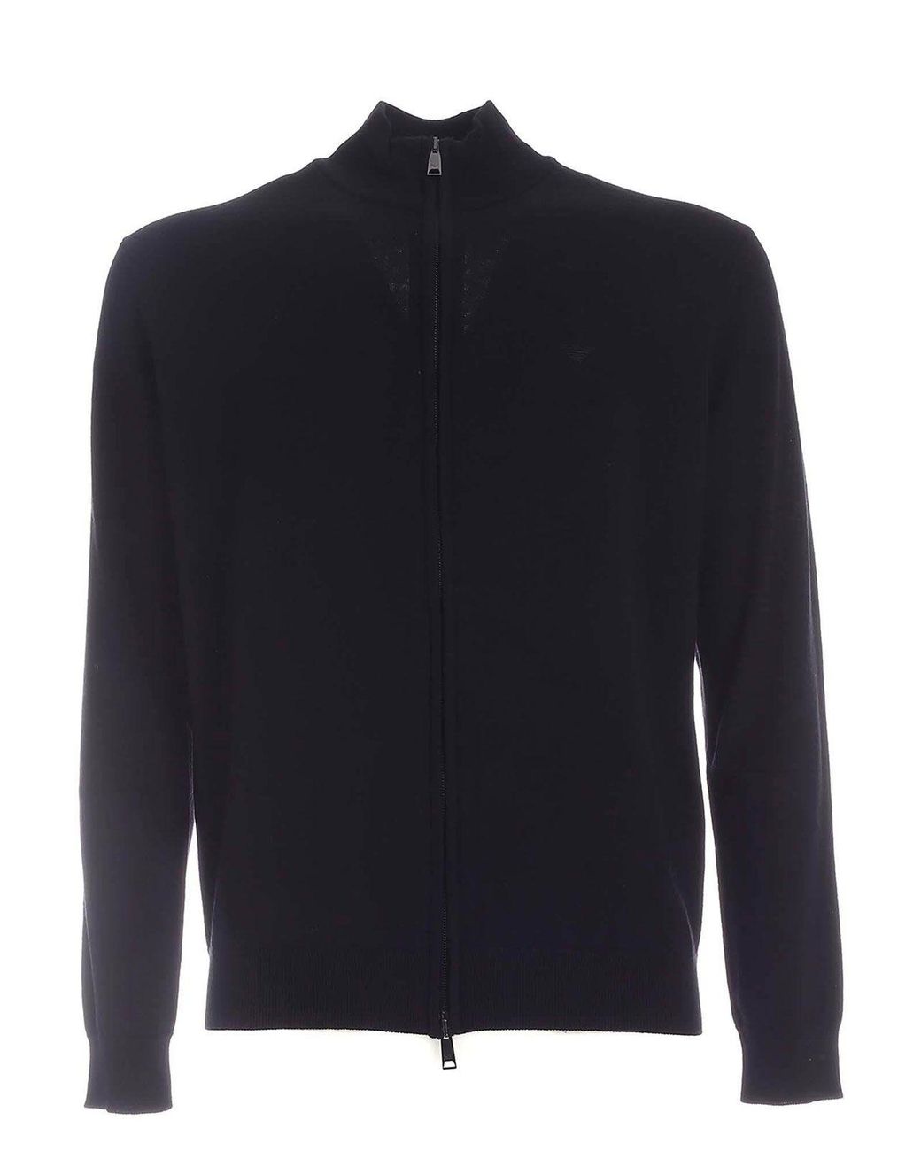 Emporio Armani Wool Cardigan in Black for Men - Lyst
