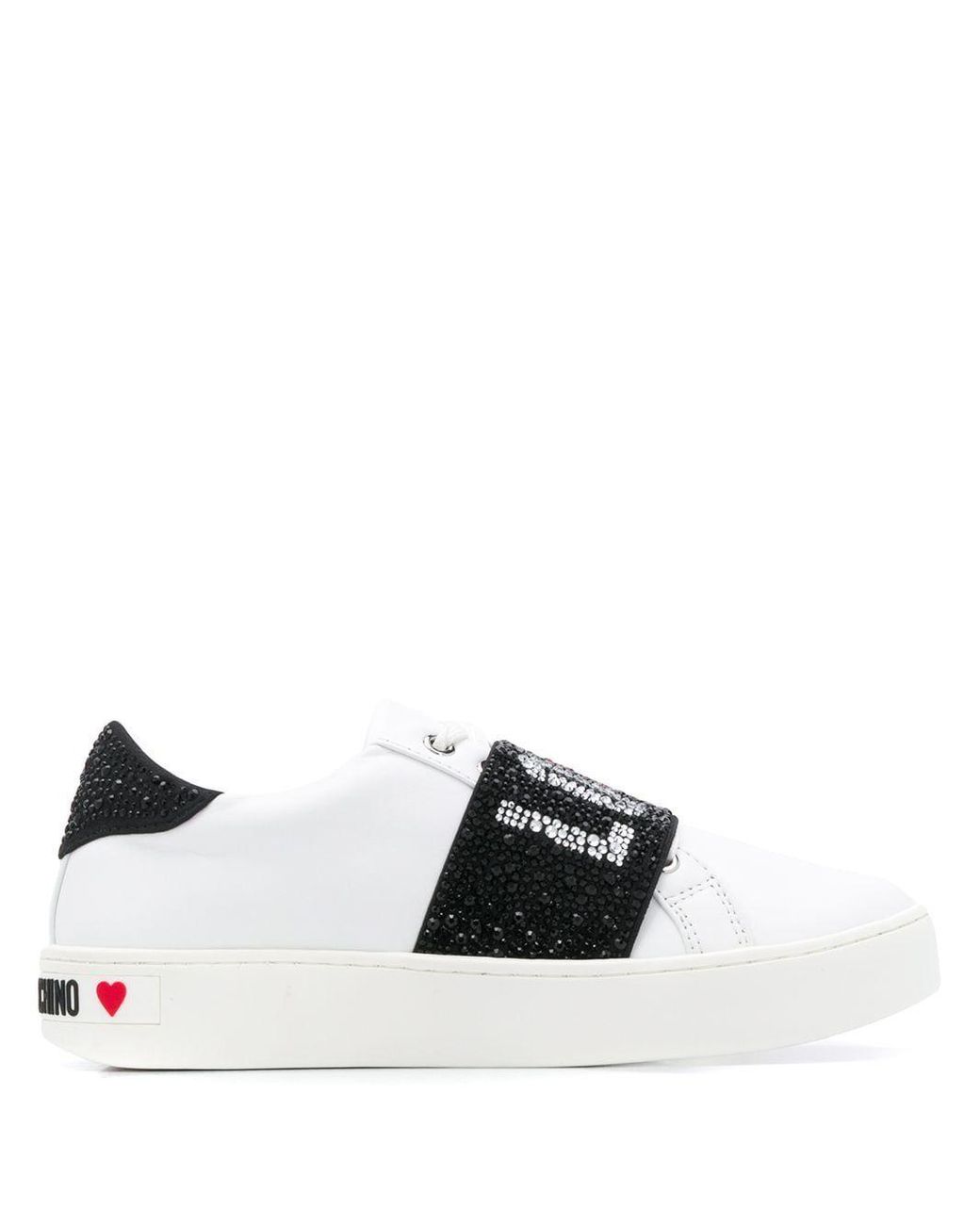 Moschino Leather Sneakers in White - Lyst