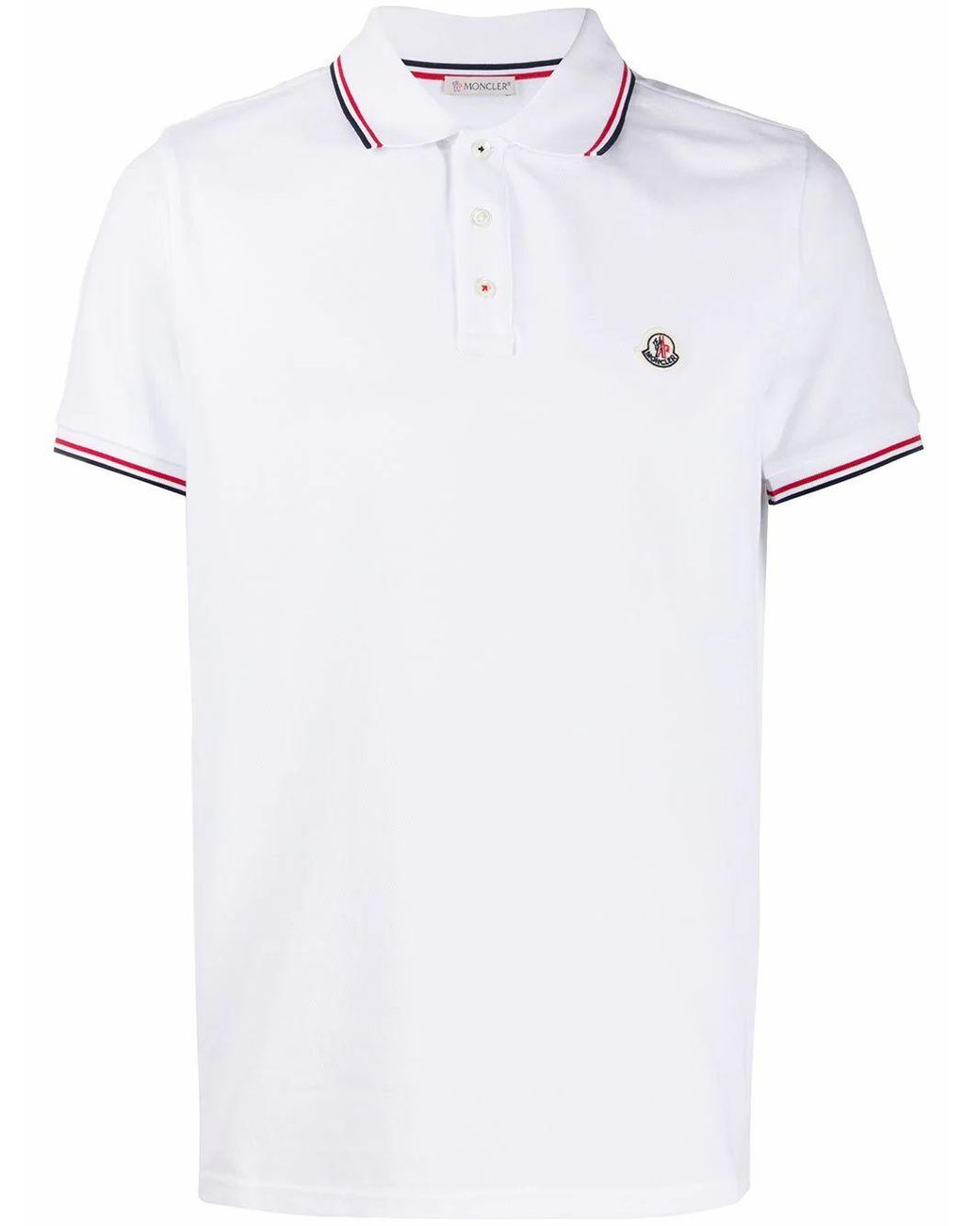 Moncler Cotton Polo Shirt in White for Men - Lyst