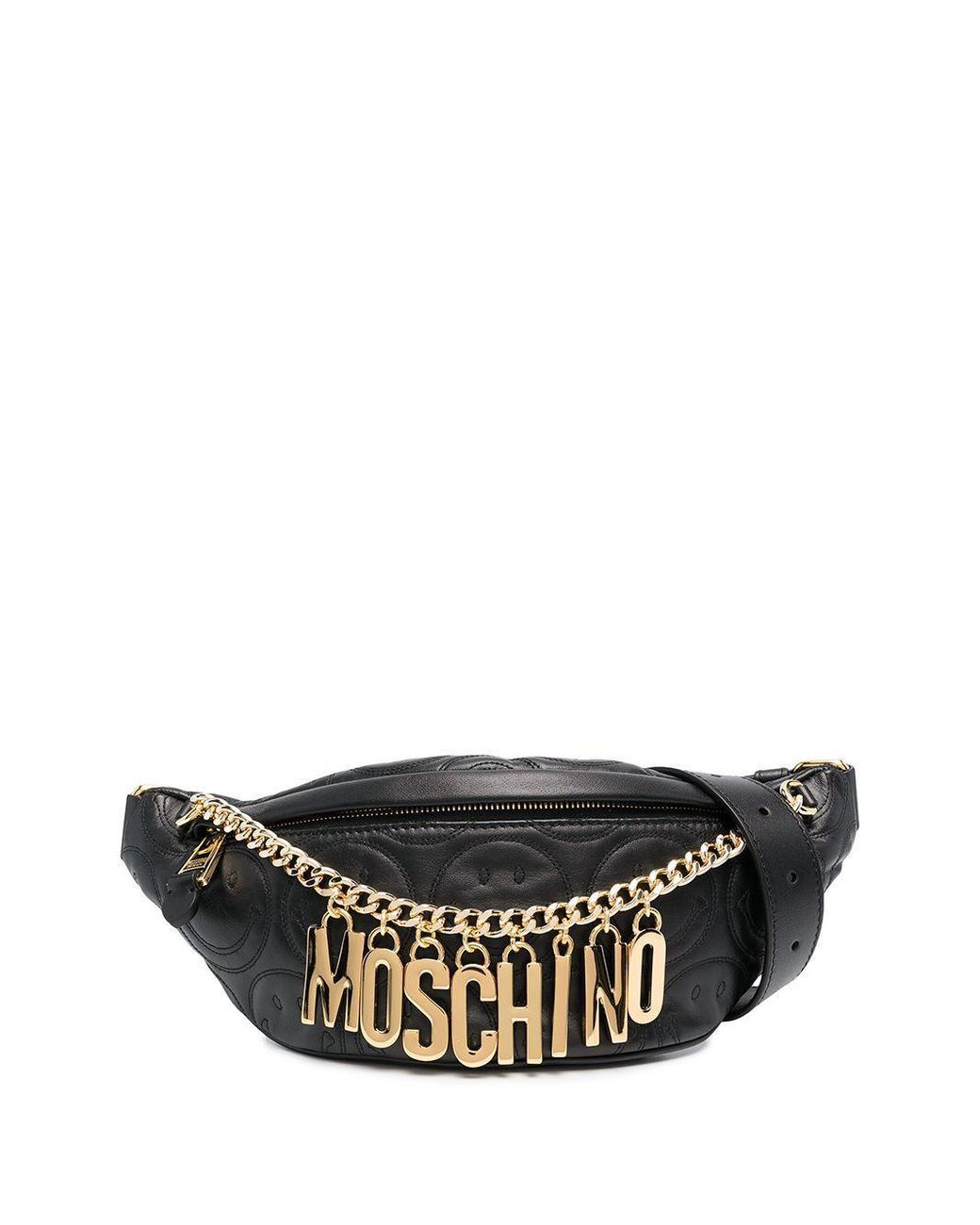 Moschino Leather Smiley Face Logo Belt Bag in Black | Lyst