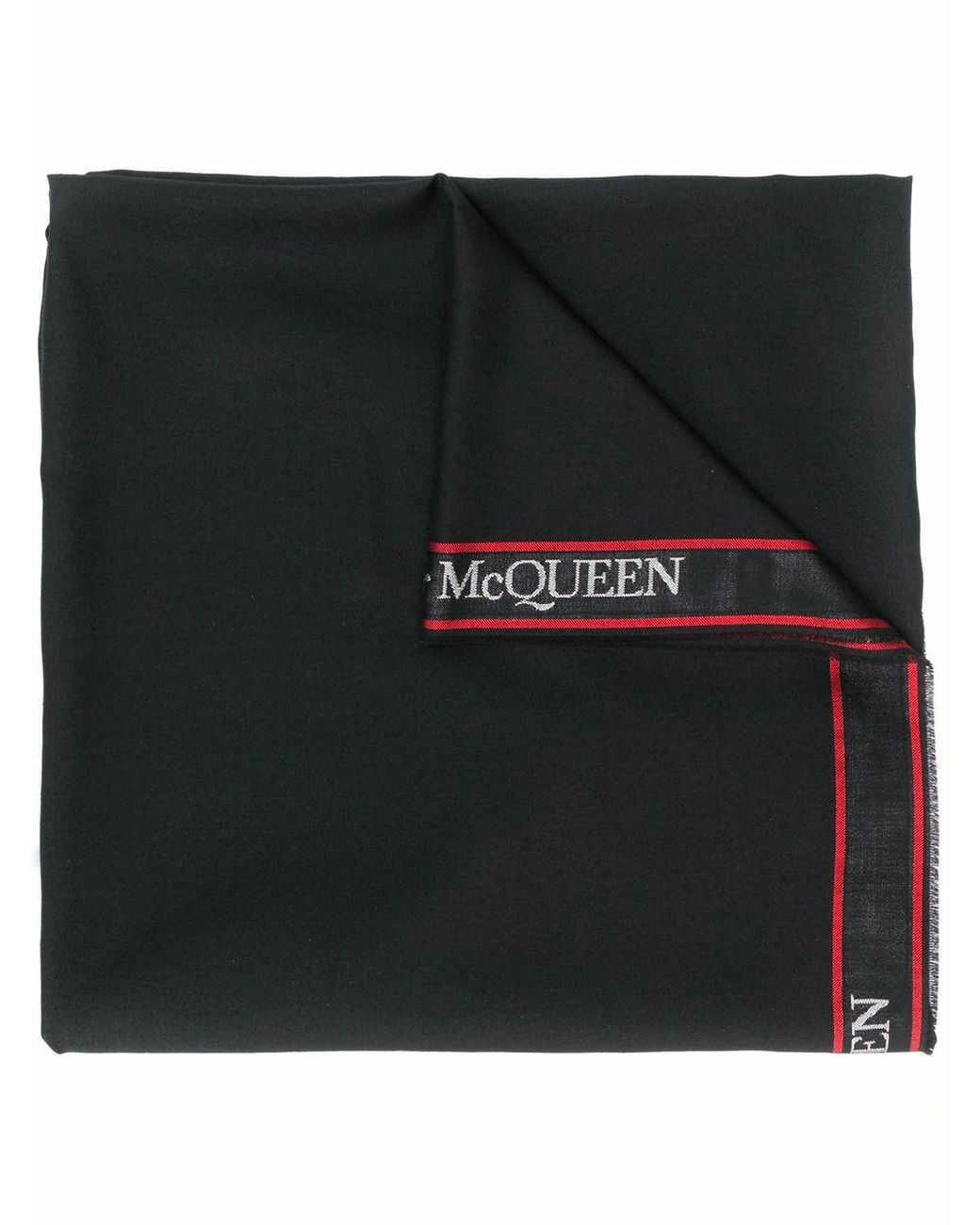Alexander McQueen Wool Scarf in Black for Men - Lyst