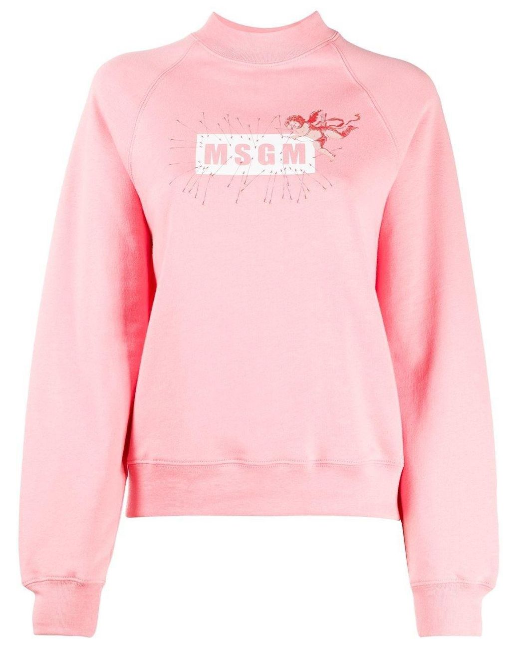 MSGM Cotton Sweatshirt in Pink - Lyst