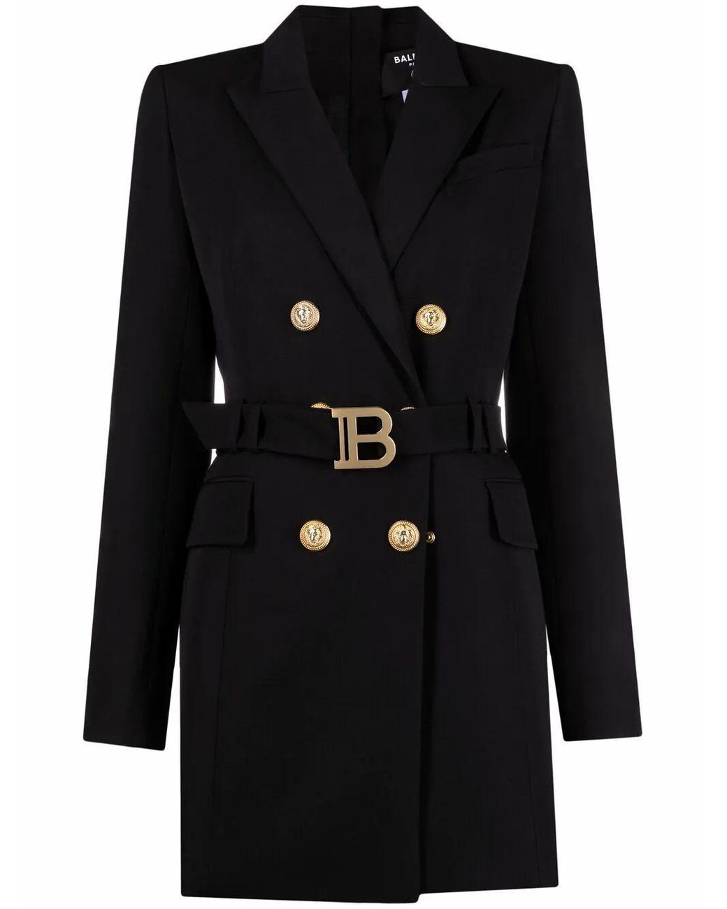 Balmain Belted Blazer Dress in Black Lyst