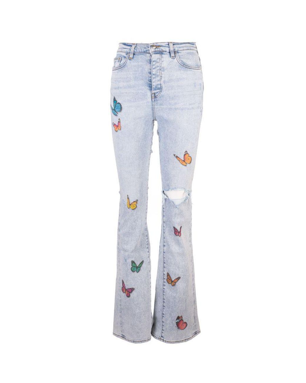 Amiri Denim Butterflyprint Ripped Jeans in Light Blue (Blue) Save 56