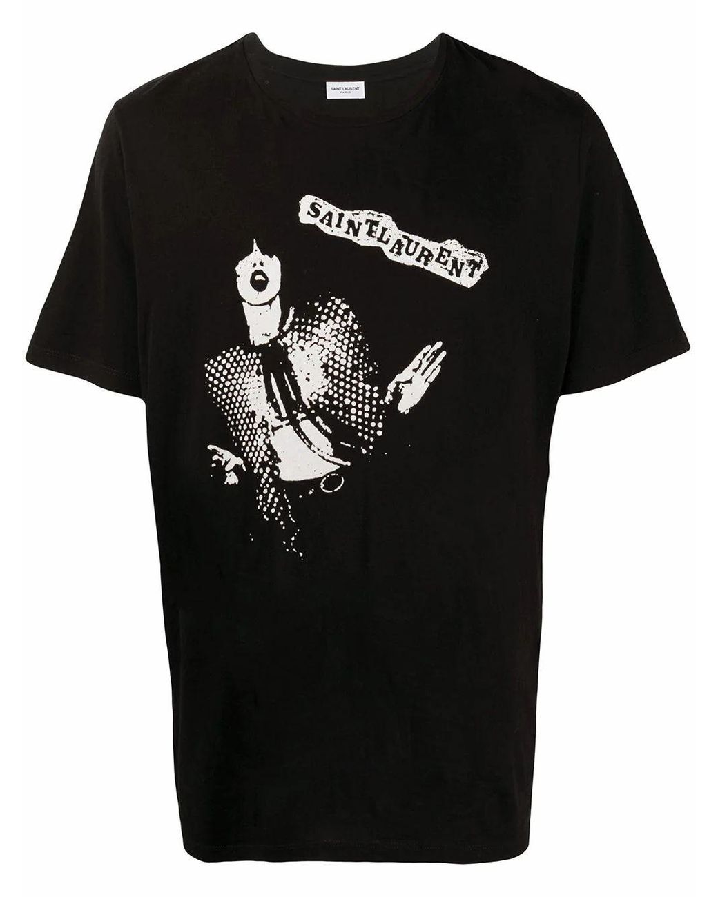 Saint Laurent Cotton T-shirt in Black for Men - Lyst