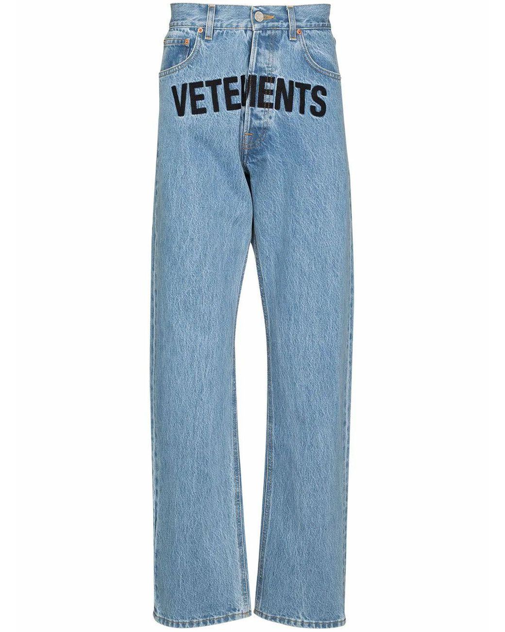 Vetements Logo-embroidered Jeans in Blue for Men | Lyst Canada