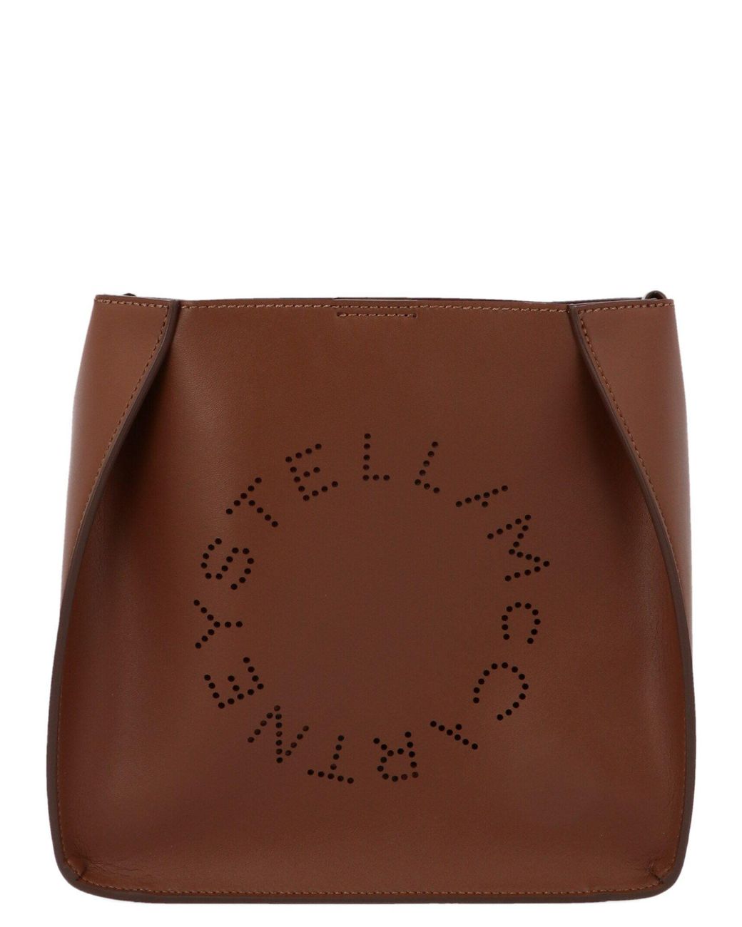 Stella McCartney Leather Logo Shoulder Bag in Brown - Save 26% - Lyst