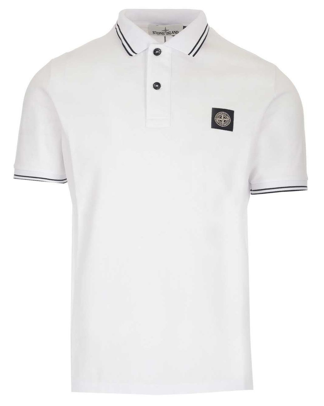 mens white stone island polo
