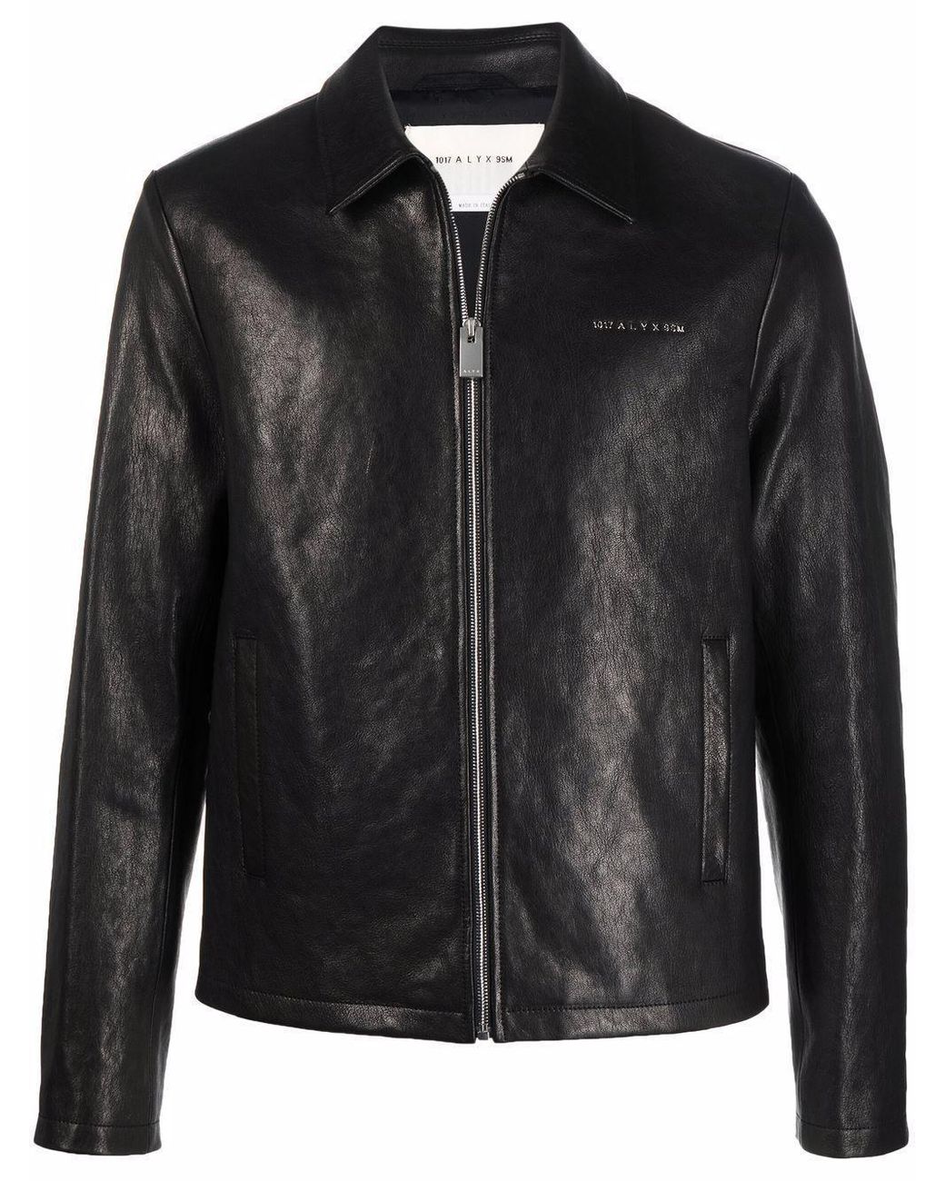 1017 ALYX 9SM Leone Logo-lettered Zip-front Leather Jacket in Nero 