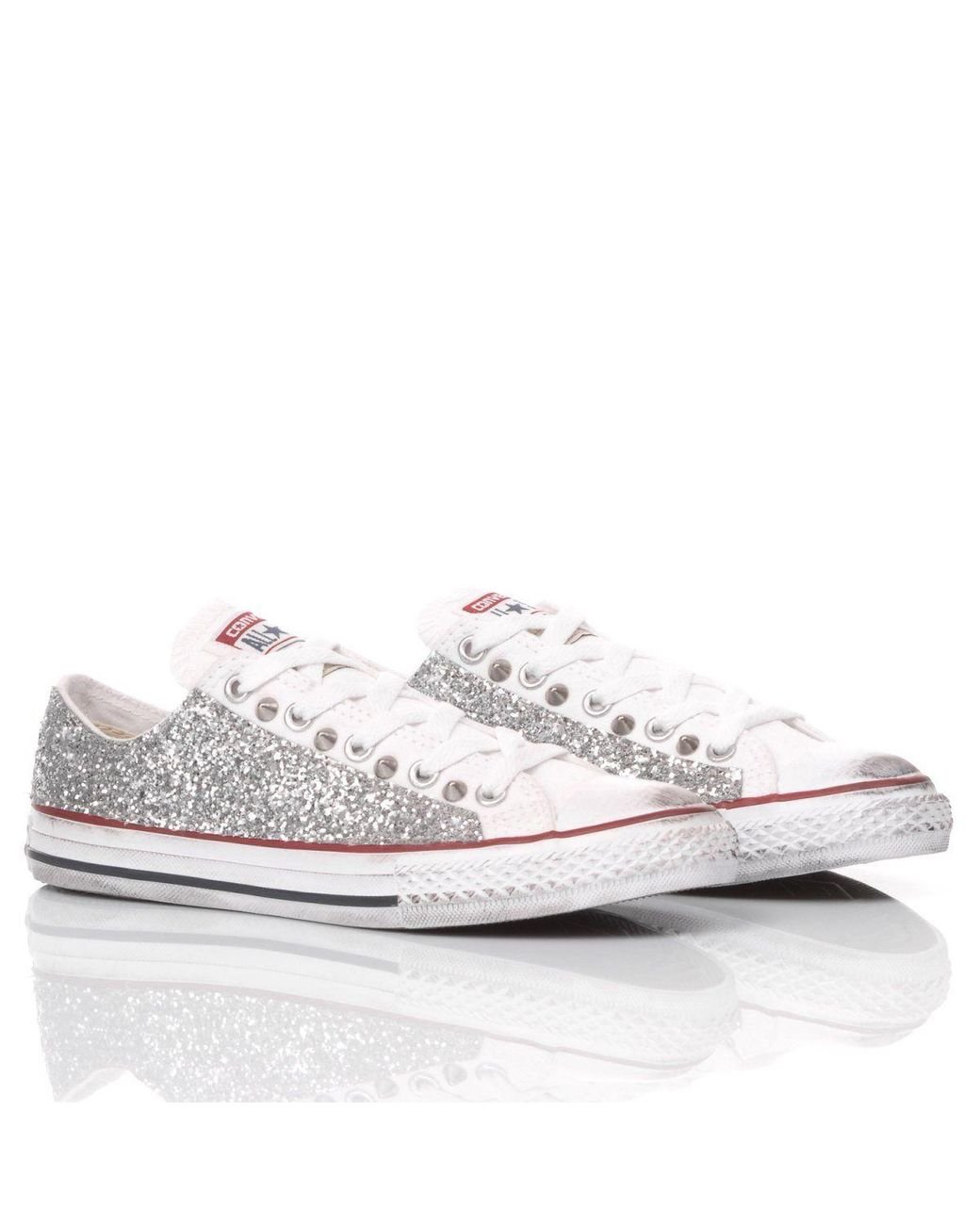 silver converse glitter