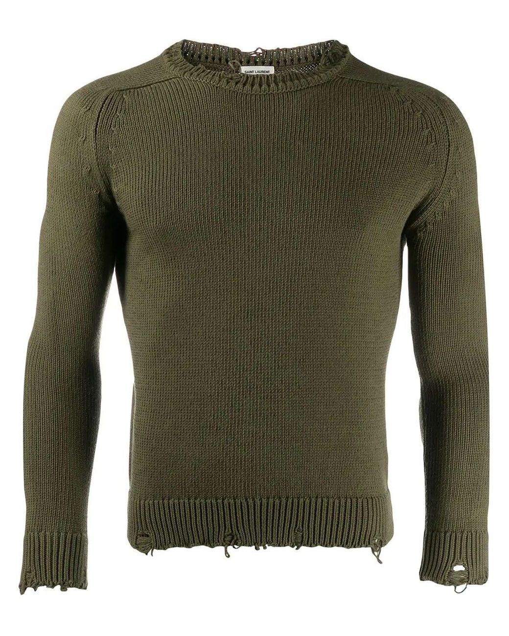 Saint Laurent Cotton Sweater in Green for Men - Lyst