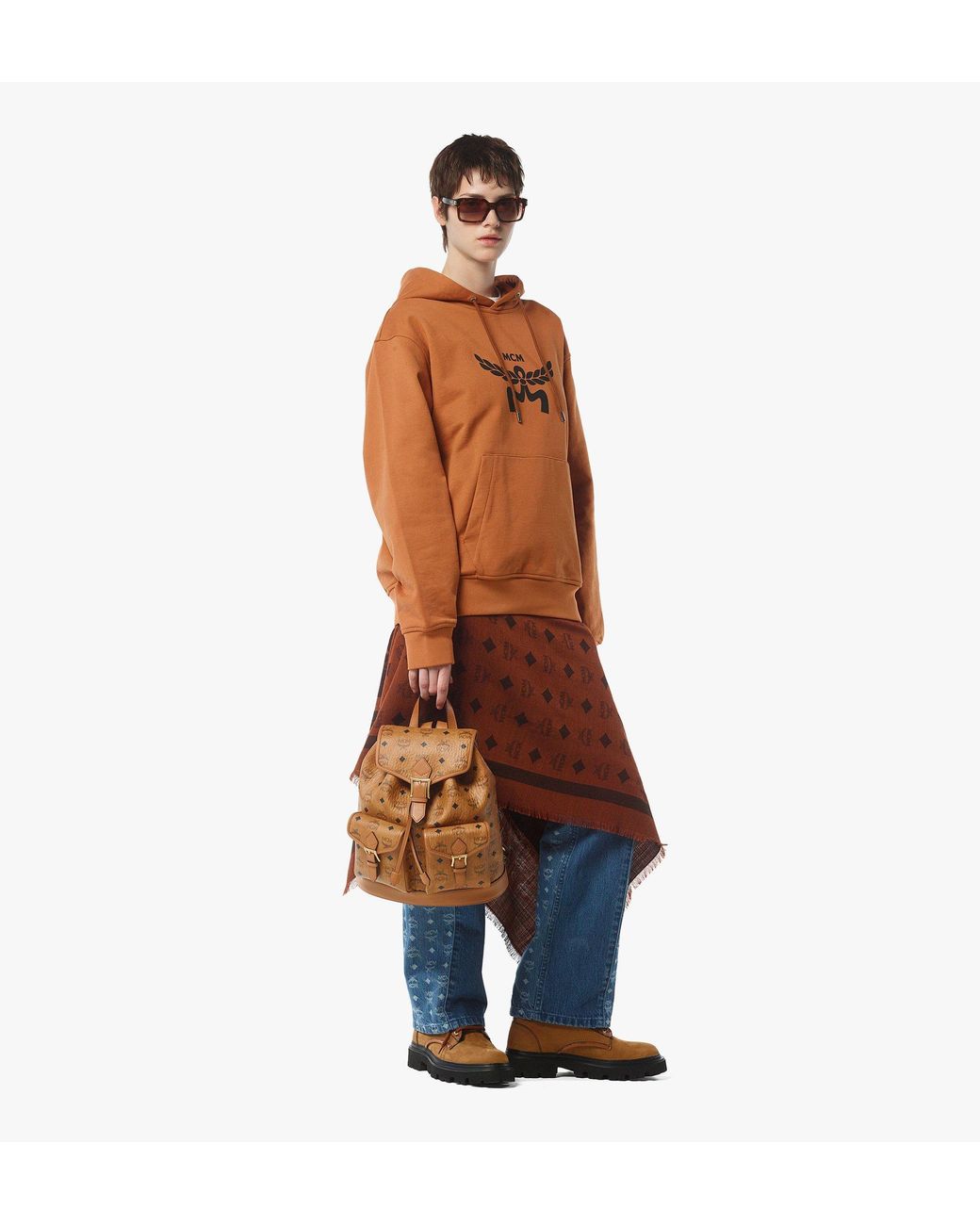 MCM Metallic Aren Drawstring Backpack In Visetos