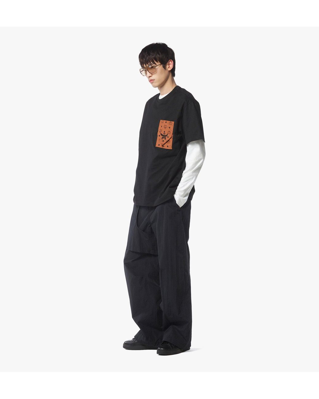 MCM Black Monogram Patch Pocket T-Shirt