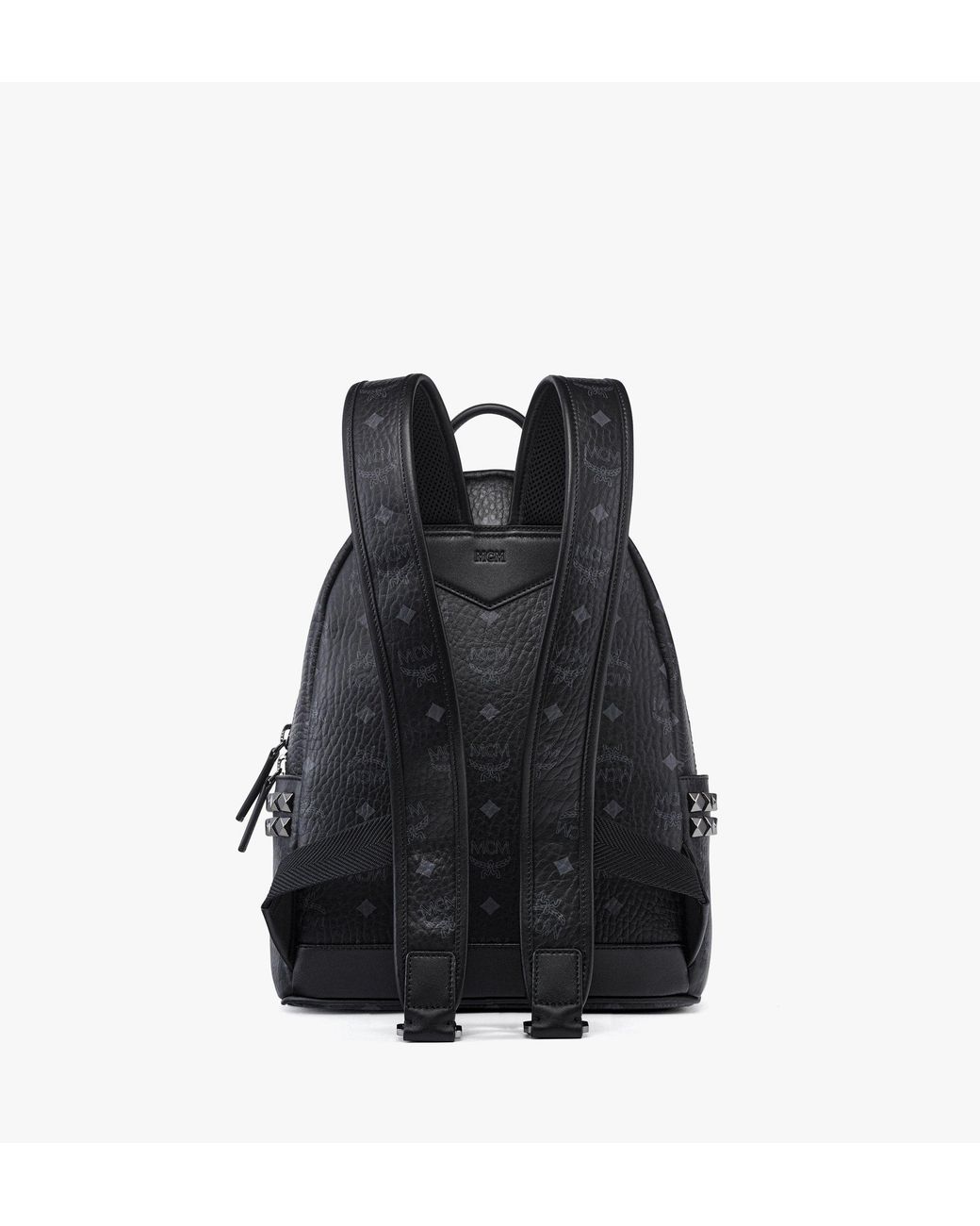 MCM Black Stark Side Studs Backpack In Visetos for men