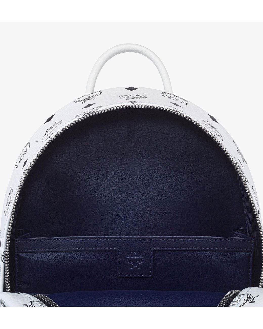 MCM White Stark Side Studs Backpack In Visetos for men