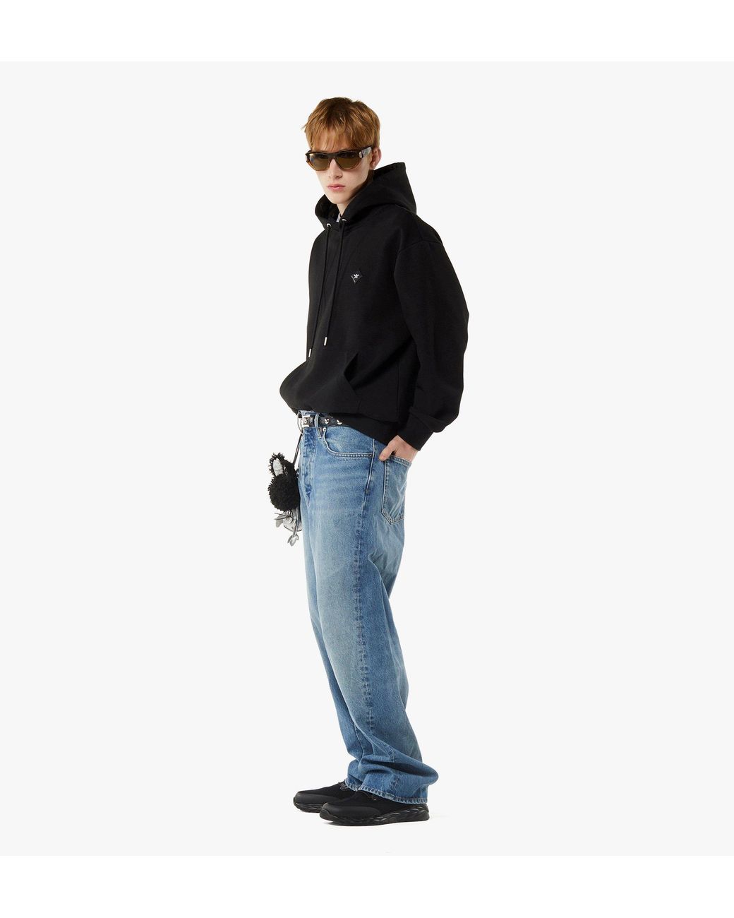 MCM Blue Essential Logo Patch Ponte Hoodie for men