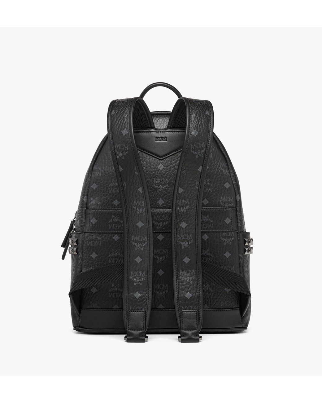MCM Black Stark Side Studs Backpack In Visetos for men