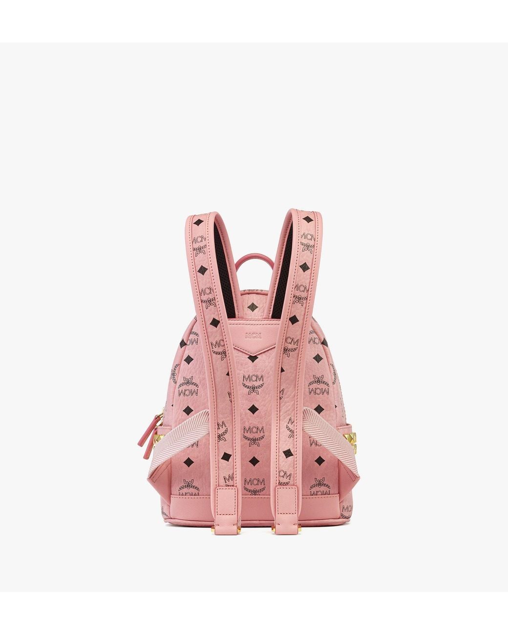 MCM Pink Stark Side Studs Backpack In Visetos for men