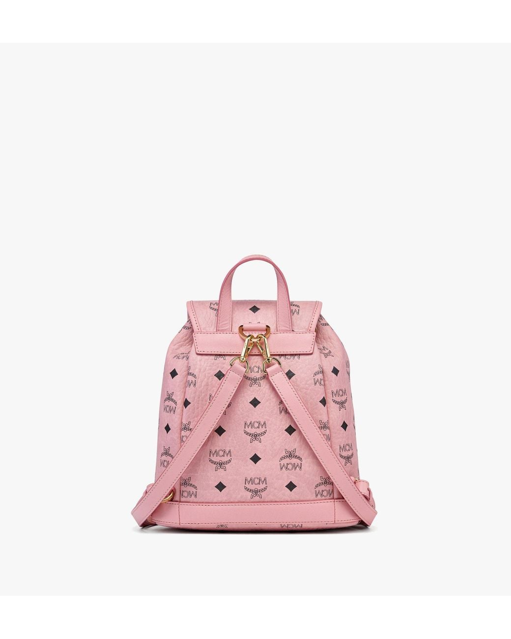 MCM Pink Aren Drawstring Backpack In Visetos