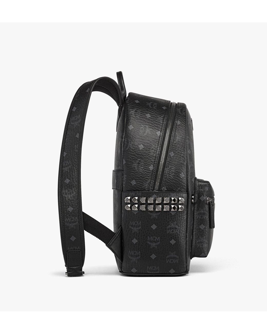 MCM Black Stark Side Studs Backpack In Visetos for men