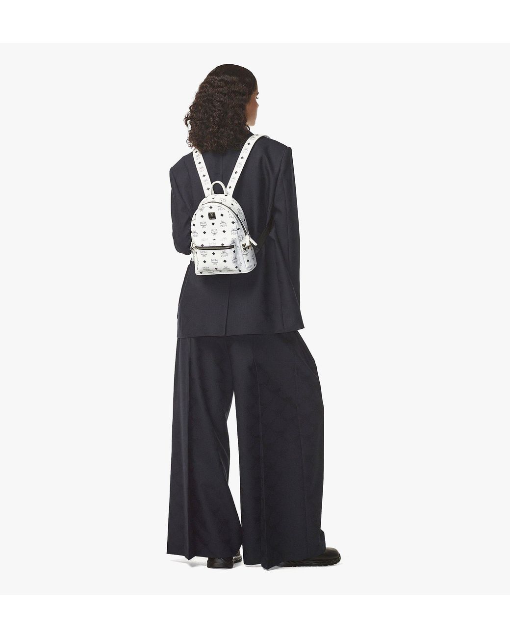 MCM White Stark Side Studs Backpack In Visetos for men