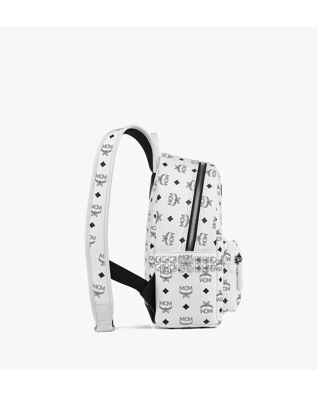 MCM White Stark Side Studs Backpack In Visetos for men