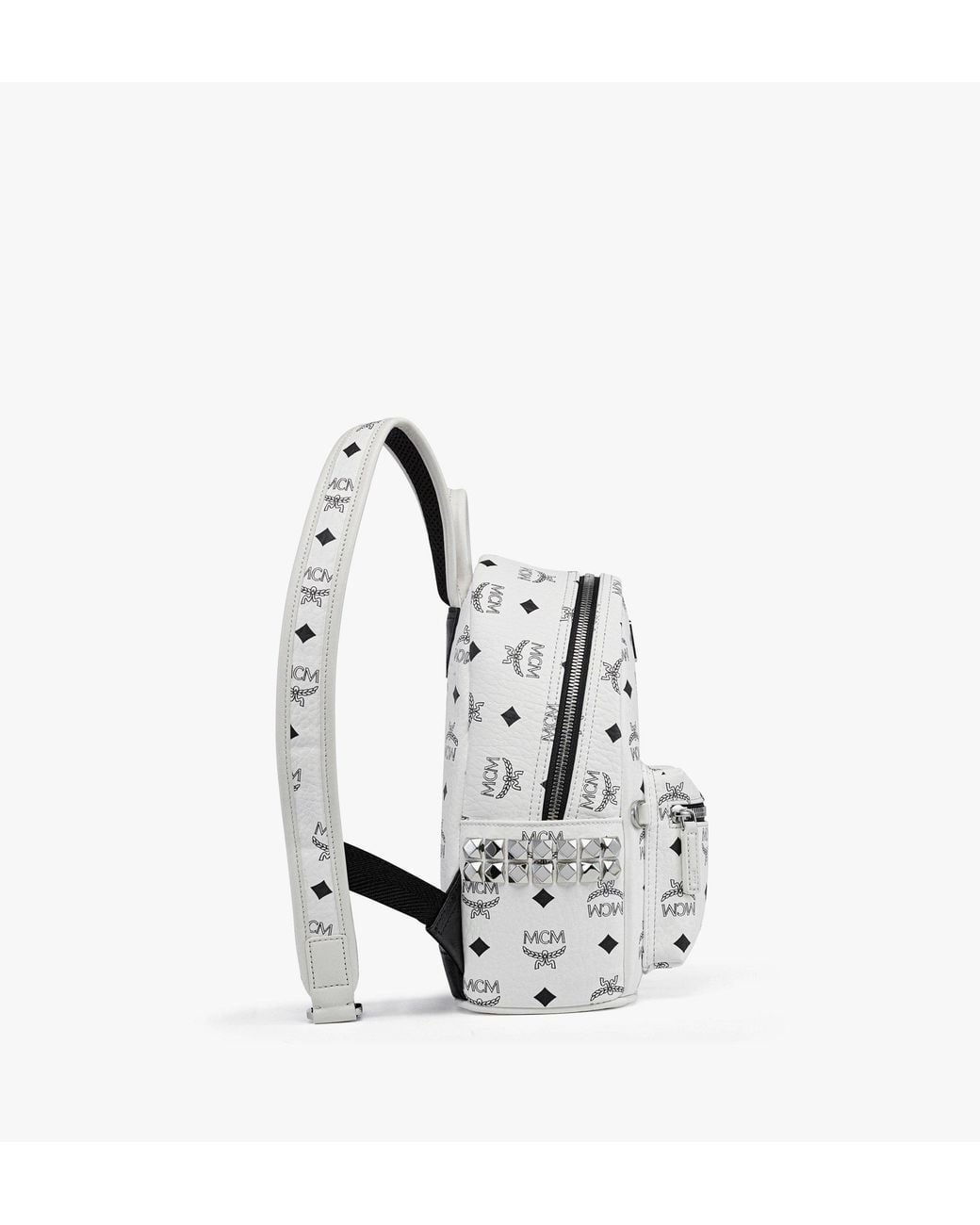 MCM White Stark Side Studs Backpack In Visetos for men