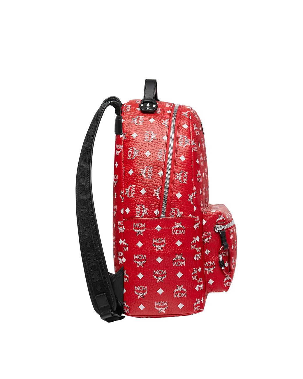 MCM Viva Red Stark Backpack w/White Logo Visetos 32 at FORZIERI