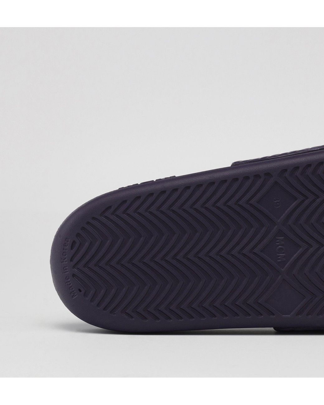 MCM Blue Monogram Print Rubber Slides