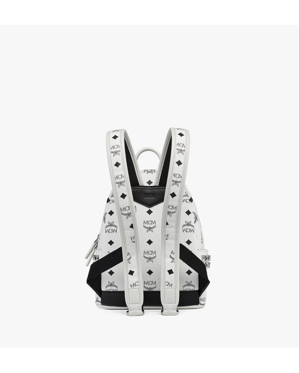 MCM White Stark Side Studs Backpack In Visetos for men