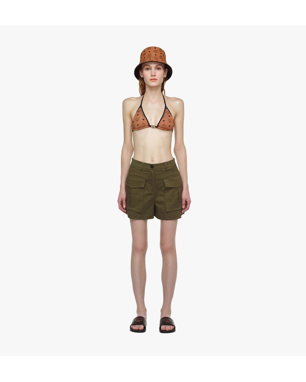 MCM Brown Monogram Print Swimsuit