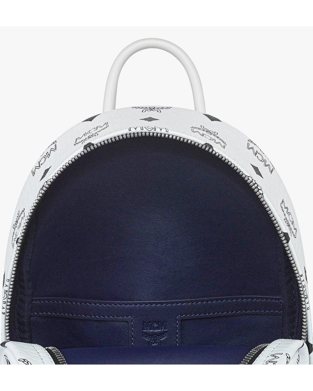 MCM White Stark Side Studs Backpack In Visetos for men