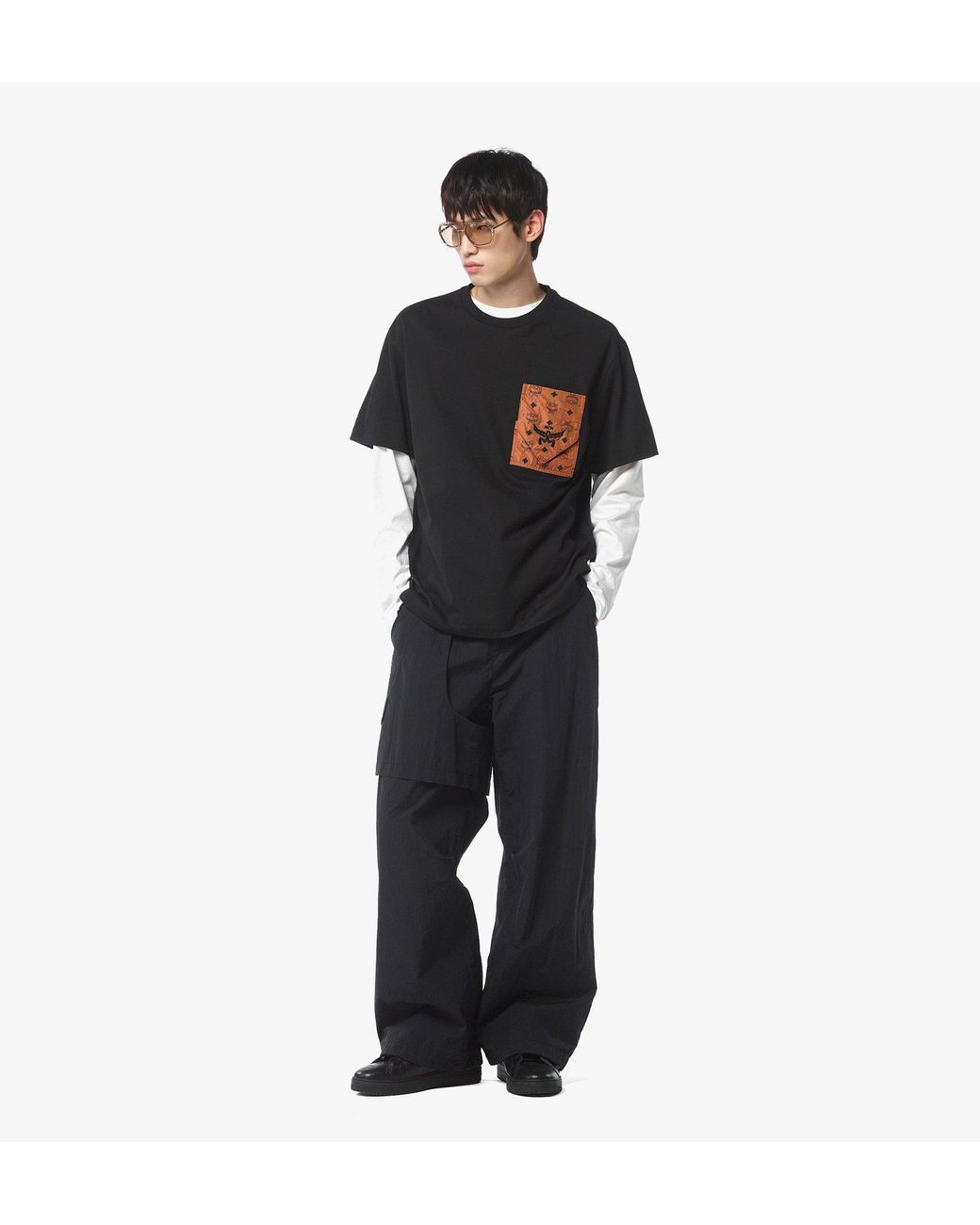 MCM Black Monogram Patch Pocket T-Shirt