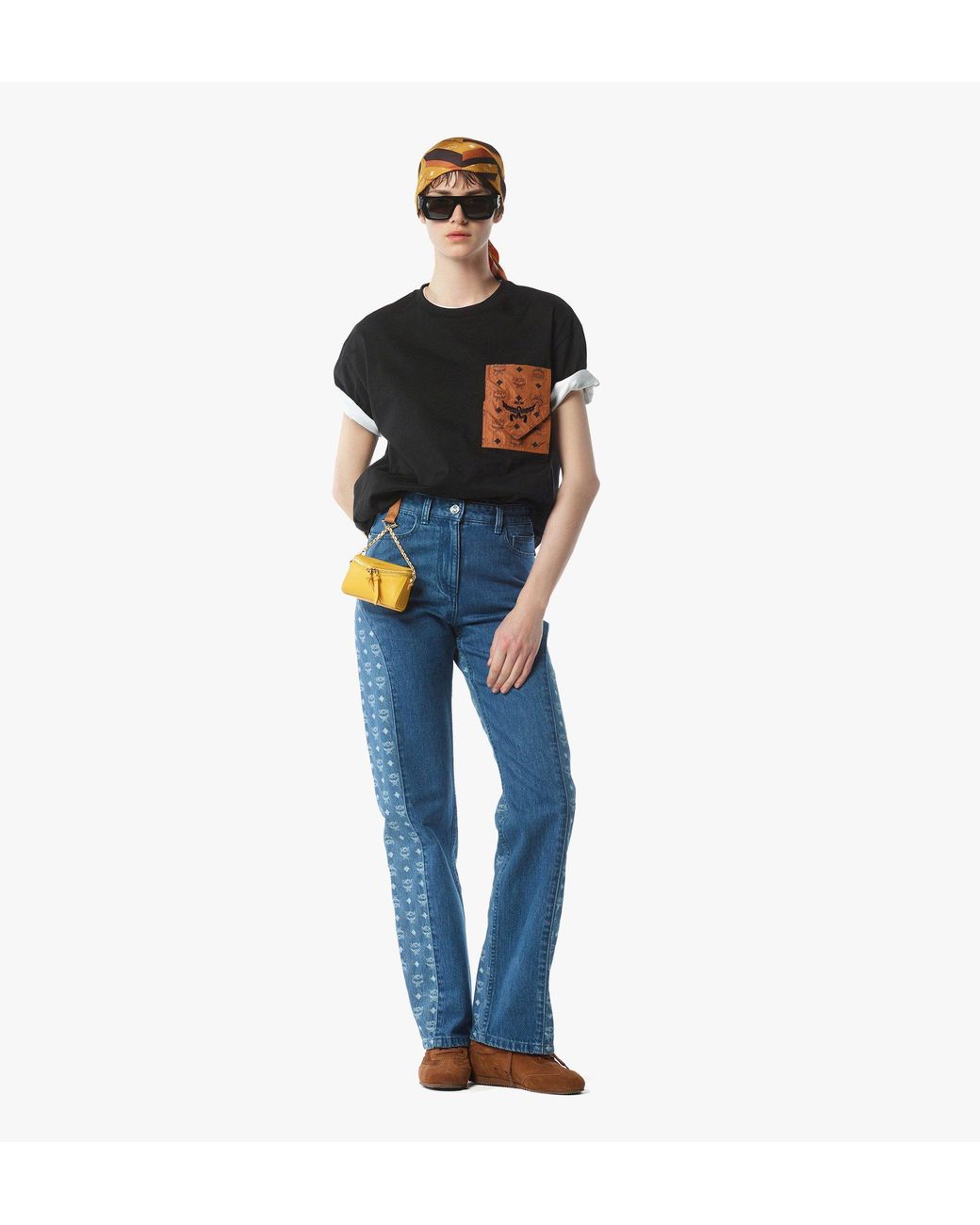 MCM Black Monogram Patch Pocket T-Shirt