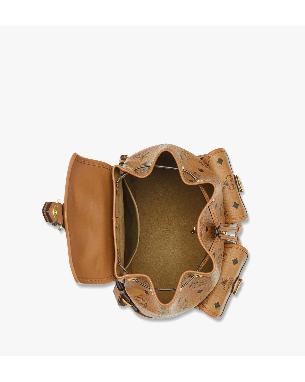 MCM Metallic Aren Drawstring Backpack In Visetos