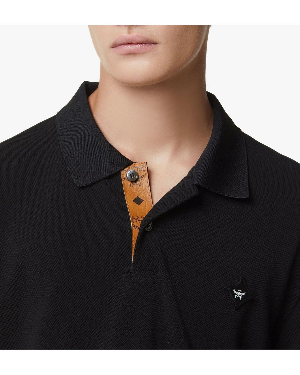 MCM Black Diamond Patch Piqué Polo for men
