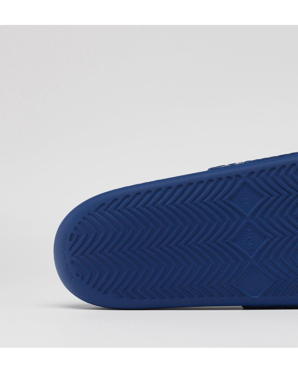MCM Blue Monogram Print Rubber Slides for men