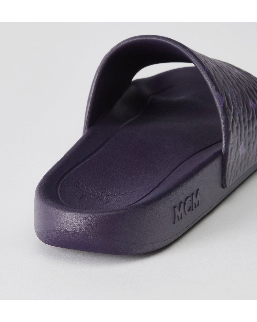 MCM Blue Monogram Print Rubber Slides