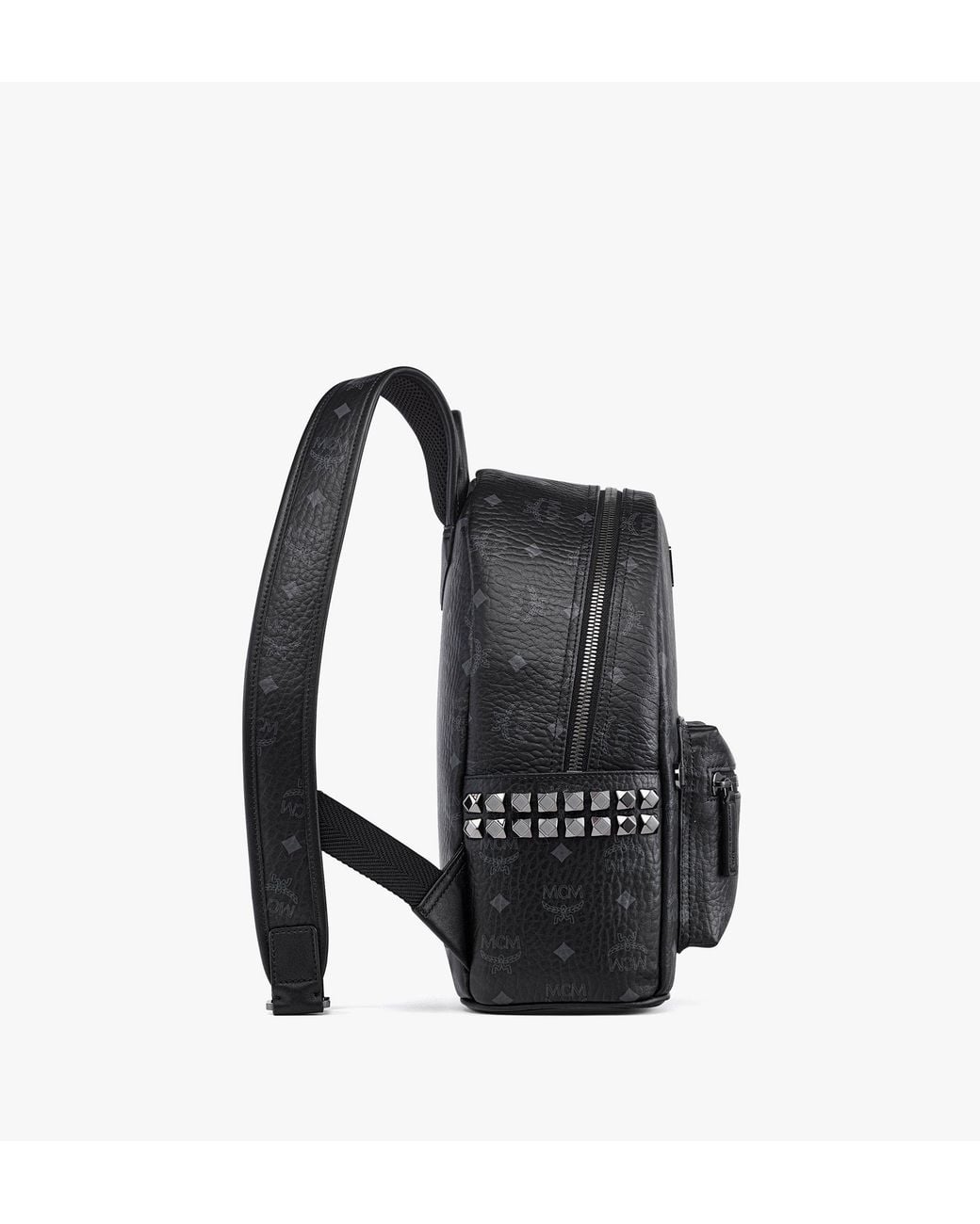 MCM Black Stark Side Studs Backpack In Visetos for men
